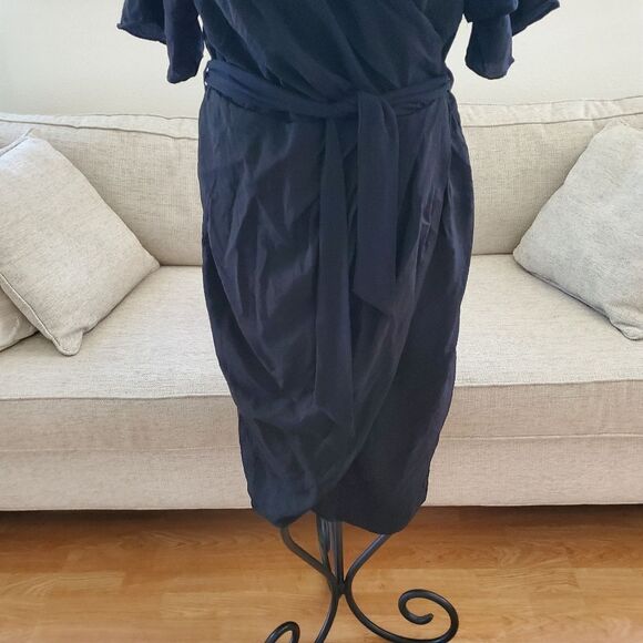 City Chic | Faux Wrap Layered Sleeve Dress - size 16 in Black - Picture 4 of 13